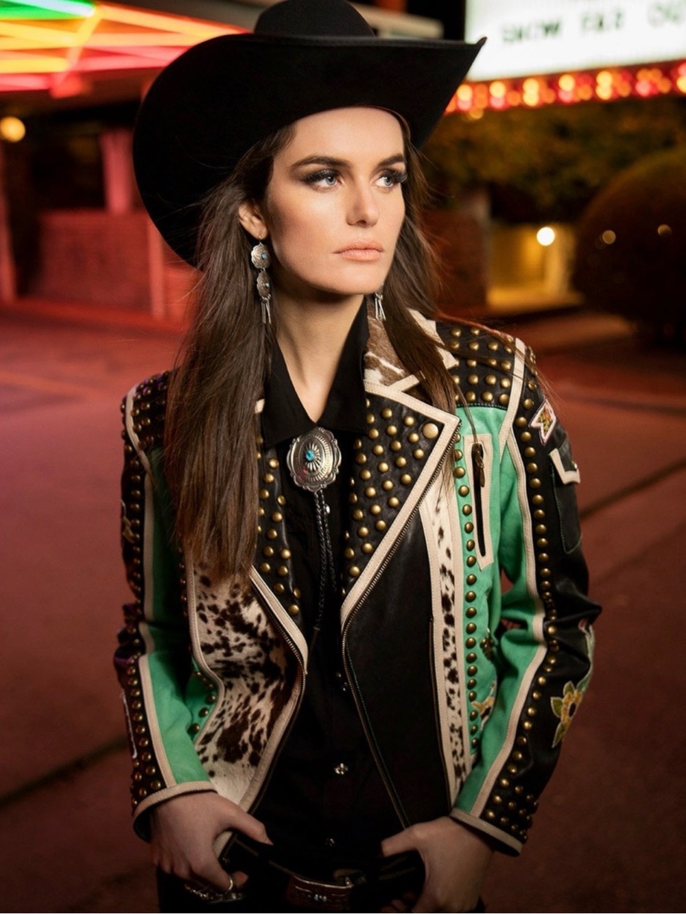 Double D Ranch Midnight Cowboy studded Embroidered Leather
Biker Jacket RTL 1295 - Picture 2 of 12